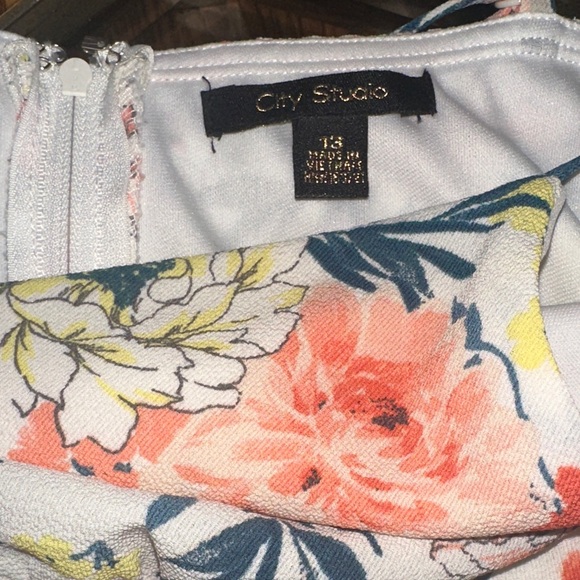 City Studio Floral Strappy Dress in Orange and Cream - Picture 3 of 4